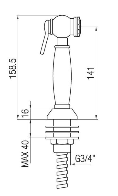 PB Nostalgiczna, wysuwana ręczna słuchawka kuchenna w stylu klasycznym, chromowana