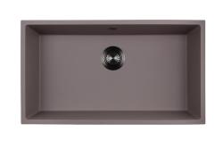 GraniteMy Universal Duża umywalka z granitu w kolorze taupe, 74 x 40 cm, do montażu natarczowego, podblatowego i wpuszczanego, z zatyczką w kolorze gun metal 1208972708
