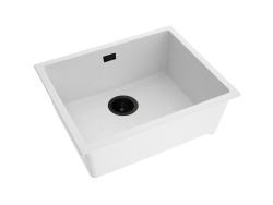 Pure.Sink Eternal Biała umywalka Quartz 50 x 40 cm, do montażu podblatowego i nadblatowego, z czarną zatyczką