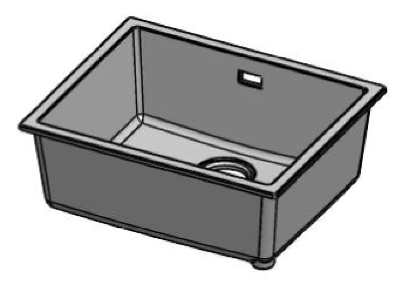Pure.Sink Eternal Biała umywalka Quartz 50 x 40 cm, do montażu podblatowego i nadblatowego, z czarną zatyczką