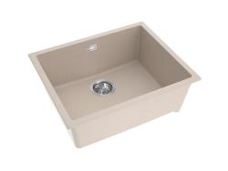 Pure.Sink Eternal Umywalka Quartz Beige 50 x 40 cm do montażu podblatowego i na blat z automatycznym korkiem ze stali nierdzewnej