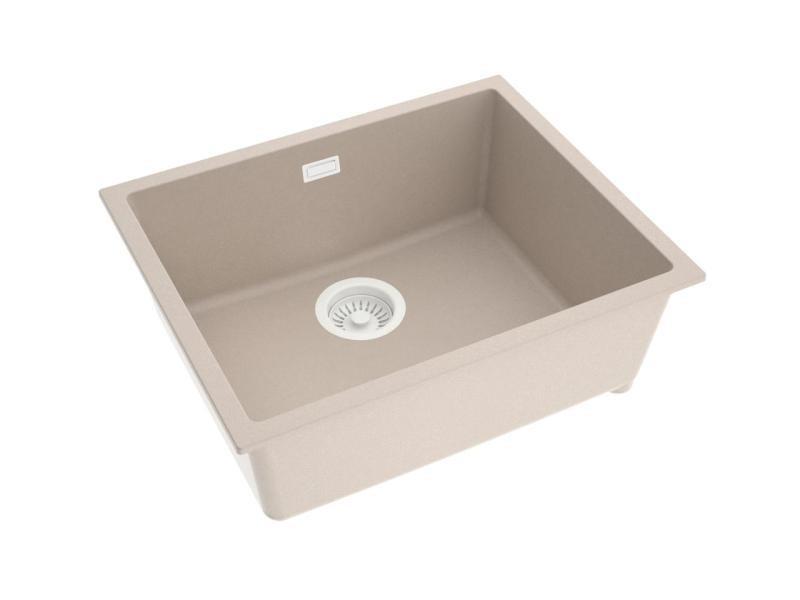 Pure.Sink Eternal Umywalka Quartz Beige 50 x 40 cm do montażu podblatowego i nablatowego z automatycznym białym korkiem