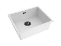 Pure.Sink Eternal Biała umywalka Quartz 50 x 40 cm do montażu wpuszczanego i podblatowego z zatyczką w kolorze brązu