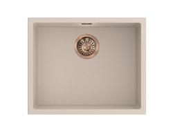 Pure.Sink Eternal Umywalka Quartz Beige 50 x 40 cm do montażu wpuszczanego i na blacie z mosiężnym korkiem