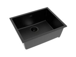 Pure.Sink Eternal Czarny zlewozmywak Quartz 50 x 40 cm do montażu podblatowego i podściennego z automatycznym czarnym korkiem