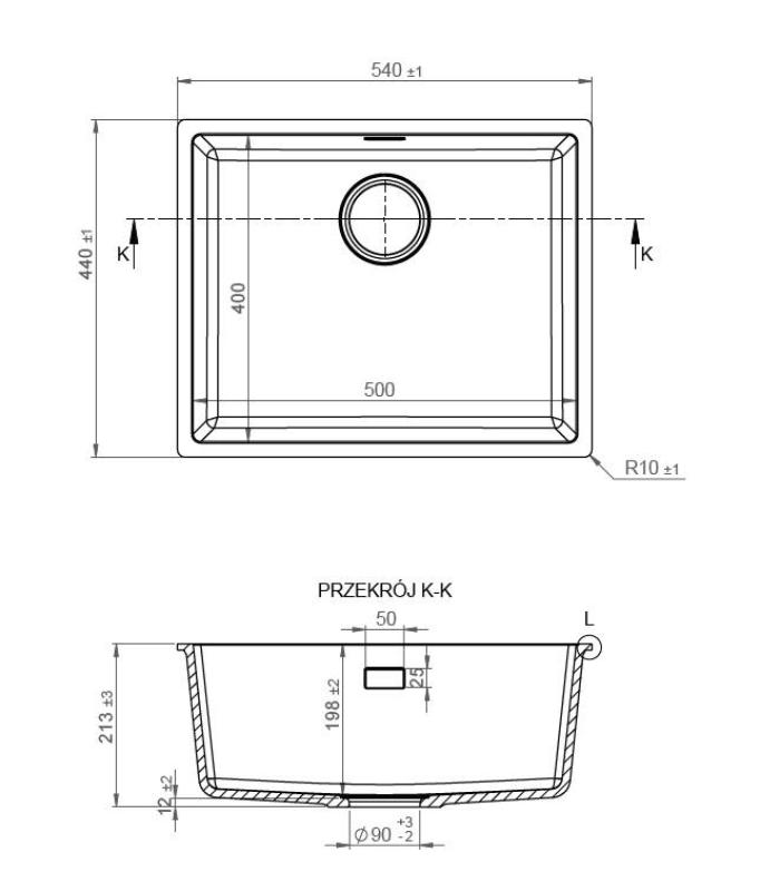 Pure.Sink Eternal Biała umywalka Quartz 50 x 40 cm do montażu podblatowego i podściennego z automatyczną zatyczką w kolorze brązu