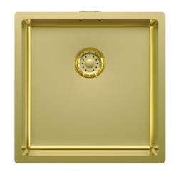 Pure.Sink Comfort Zlewozmywak w kolorze złotym z powłoką PVD, 40 x 40 cm, promień 10 mm, do montażu podblatowego, wpuszczanego i na blacie PCM4040-60