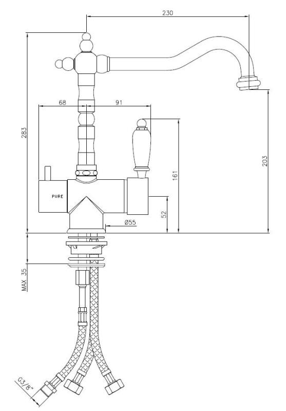 PB Vintage 3-Way Kitchen Faucet with Filtered Water and White Lever, Chrome 1208972847