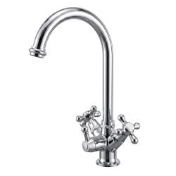 PB Retro 3-Way Kitchen Faucet with Round Spout, Filtered Water, and Star-Shaped Knobs, Chrome 1208972849