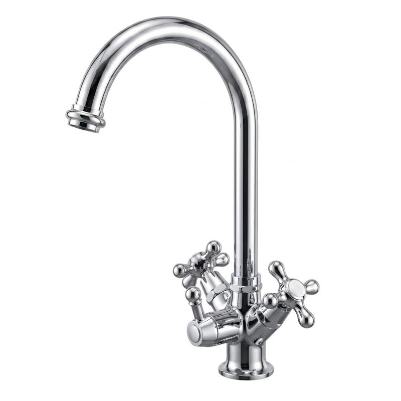 PB Retro 3-Way Kitchen Faucet with Round Spout, Filtered Water, and Star-Shaped Knobs, Chrome 1208972849