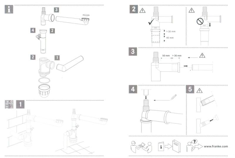Franke oszczędzający miejsce syfon odpływowy z przyłączem do zmywarki Spazio 112.0551.361