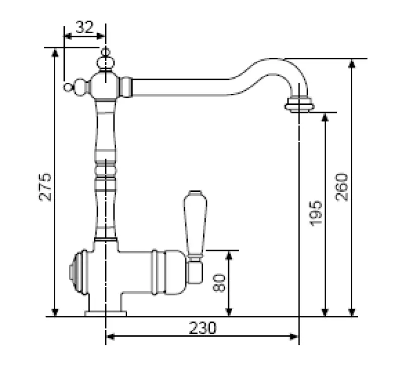 Nostalgiczny kran kuchenny V1920 Chrom