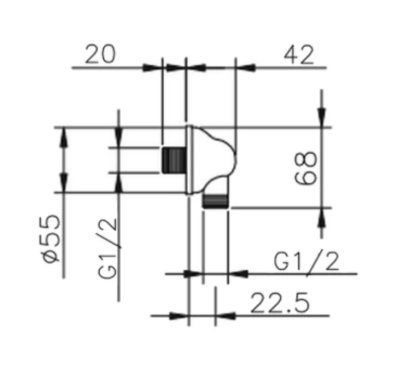 Huber Croisette Kolanko chromowane do podłączenia węża prysznicowego 67.02H.CR