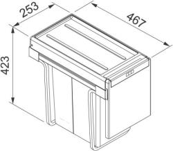 Franke Cube 30 wbudowany system odpadów ręcznego sterowania kosz na odpady kuchenne 2 x 15L 134.0039.553