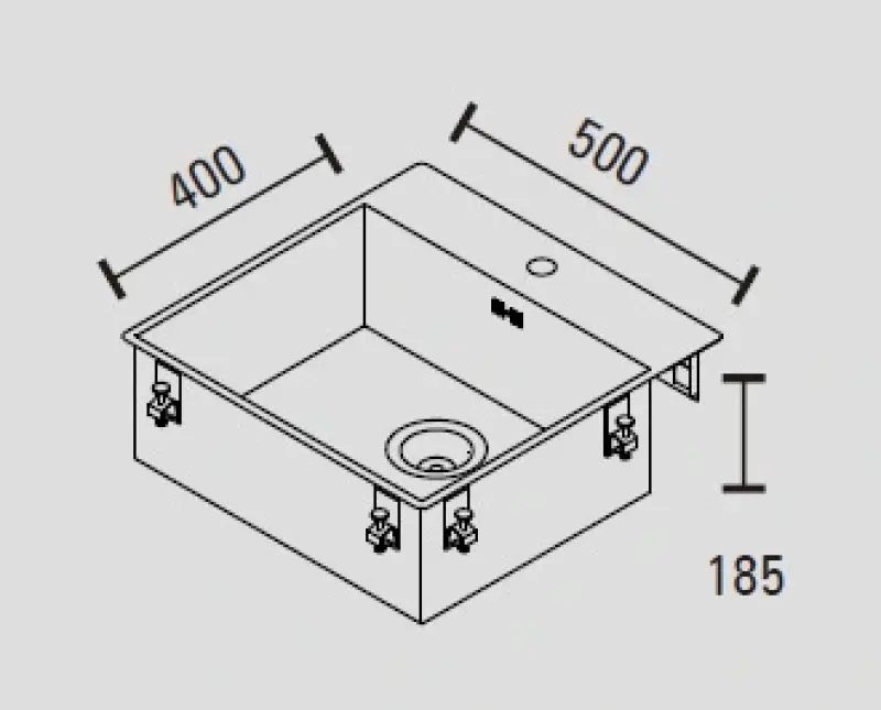 ABK Baronga zlewozmywak ze stali nierdzewnej 54x53cm z otworem na baterię, montaż na równi z blatem BAR50FKVI