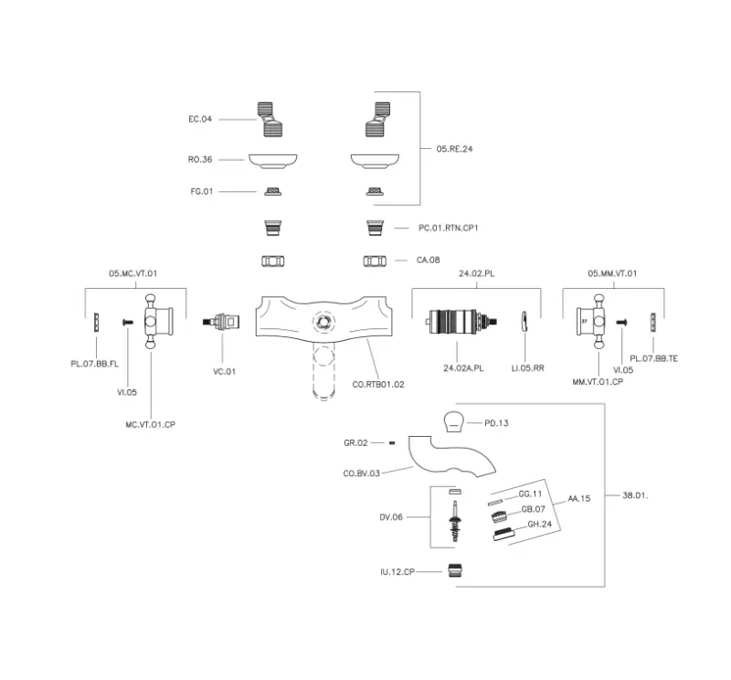 Huber Victorian Termostatyczna Bateria Wannowa Chrom VTT2701021