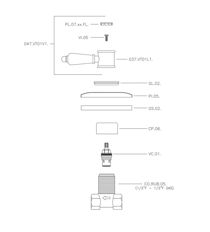 Huber Victorian wbudowany zawór odcinający Chrom VT00031021