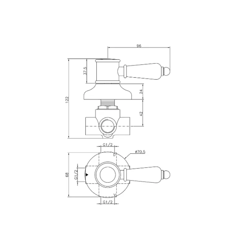 Huber Victorian 2-drogowy przełącznik chromowany 653.VT01H.CR