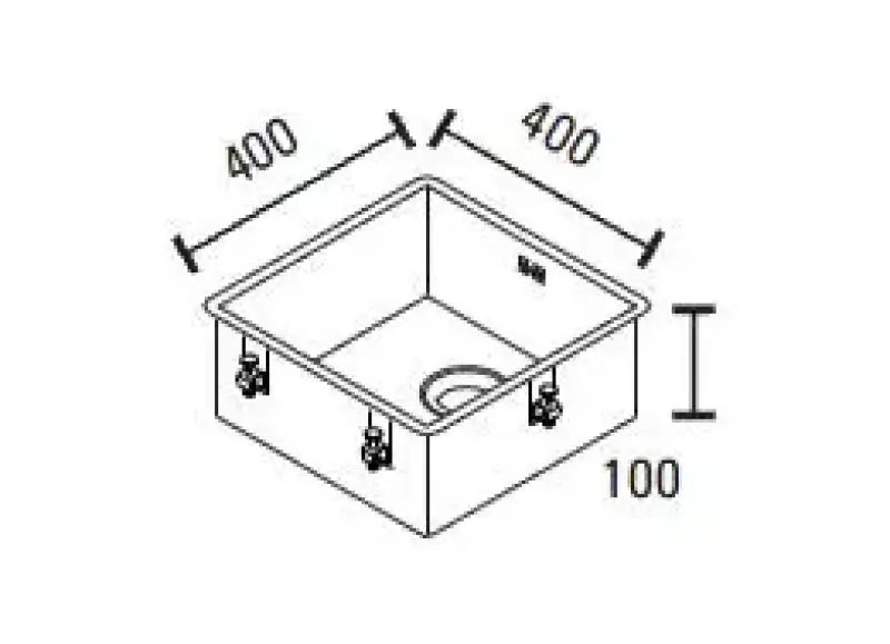 ABK Baronga płytka umywalka dla niepełnosprawnych 10 cm ze stali nierdzewnej, zlewozmywak 40x40 cm, montaż na równi z blatem, podwieszany i nablatowy BAR4010FVI