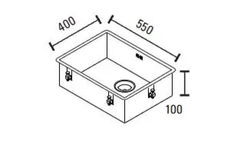 ABK Baronga duża, płytka umywalka ze stali nierdzewnej dla osób niepełnosprawnych, głębokość 10 cm, wymiary 55x40 cm, do wbudowania na równi z blatem, do montażu podblatowego i nablatowego BA