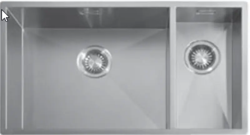 ABK Baronga duża półtorakomorowa 1,5 zlewozmywak ze stali nierdzewnej 50x40+20x40 cm do montażu na równi z blatem, podwieszany i nakładany BAR5020FVI