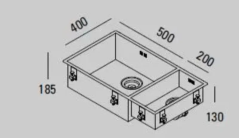 ABK Baronga duża półtorakomorowa 1,5 zlewozmywak ze stali nierdzewnej 50x40+20x40 cm do montażu na równi z blatem, podwieszany i nakładany BAR5020FVI
