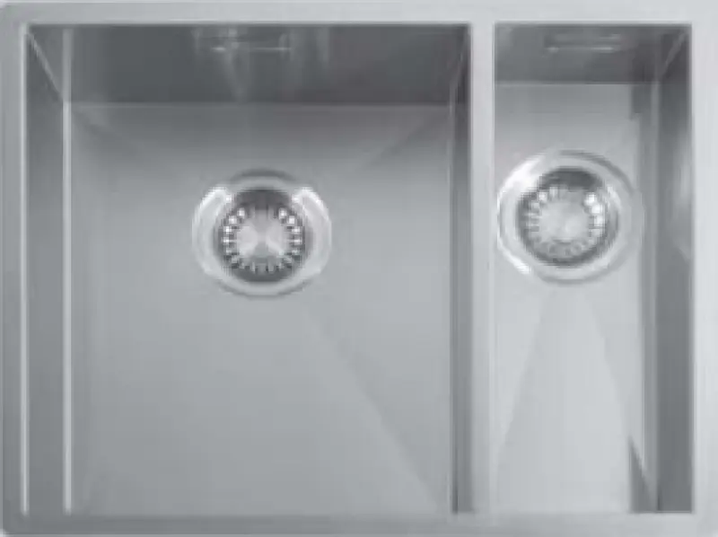 ABK Baronga półtorakomorowy, 1,5 zlew ze stali nierdzewnej 34x40+15x40cm podwieszany BAR3415f